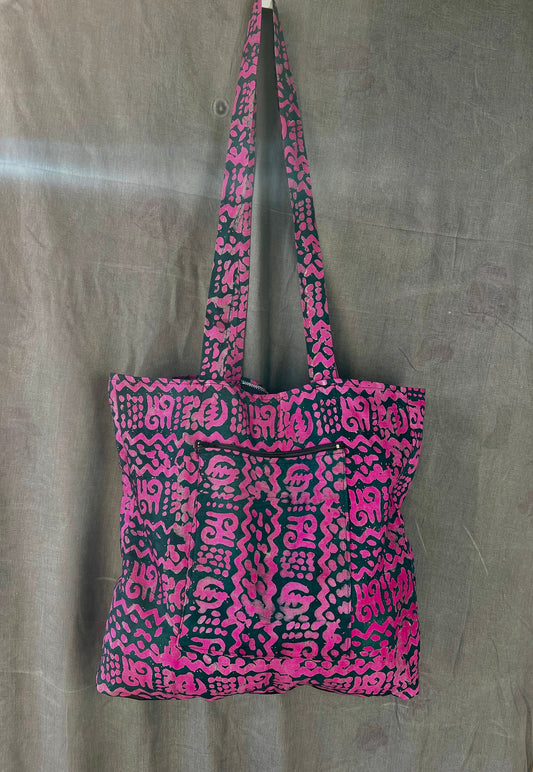 Tote Bag / Jutebeutel/ Jute bag Handtasche mit Lederboden mit langen Henkeln aus afrikanischem Stoff, Batik, handgefertigt aus Ghana