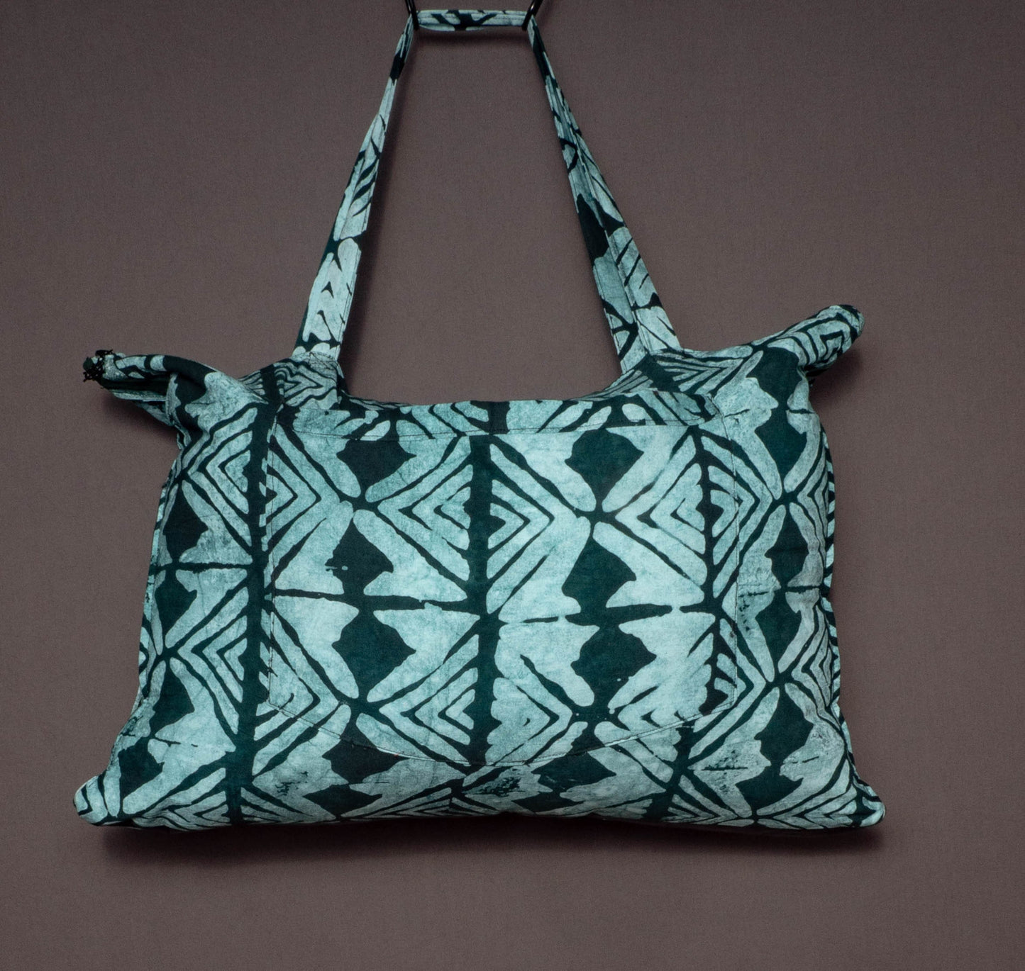 Shopper mit Reißverschluss + Lederboden aus afrikanischem Stoff - Tote Bag / Jutebeutel/ Jute bag