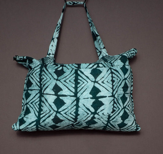 Shopper mit Reißverschluss + Lederboden aus afrikanischem Stoff - Tote Bag / Jutebeutel/ Jute bag