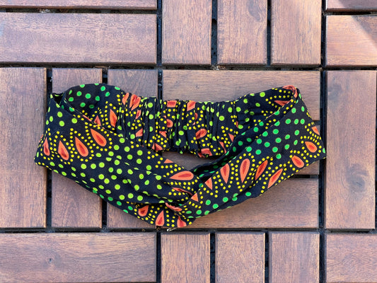 Haarband mit Schlaufe / Stirnband mit Gummizug dopppellagig aus afrikanischem Stoff Waxprint Ankara Kitenge Baumwolle bunt Kentestyle