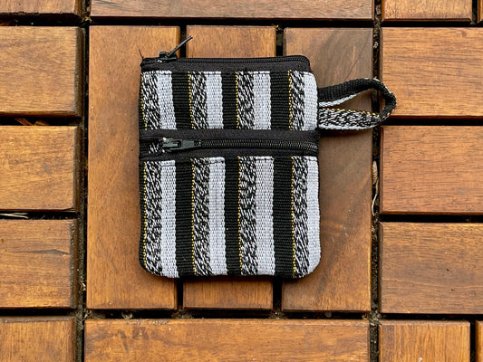 Schlüsseltasche, Reiseportemonnaie, Geldbeutel, Geldsäckchen, Münzportmonnaie, Münztasche aus Kente, Fugo (afrikanisch handgewebt)